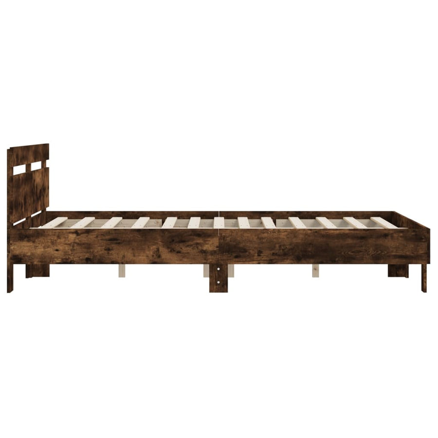 Bedframe Met Hoofdeinde Bewerkt Hout Gerookt eiken 150 x 200 cm
