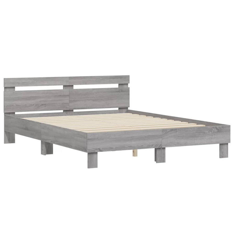 Bedframe Met Hoofdeinde Eiken Grijs sonoma 150 x 200 cm