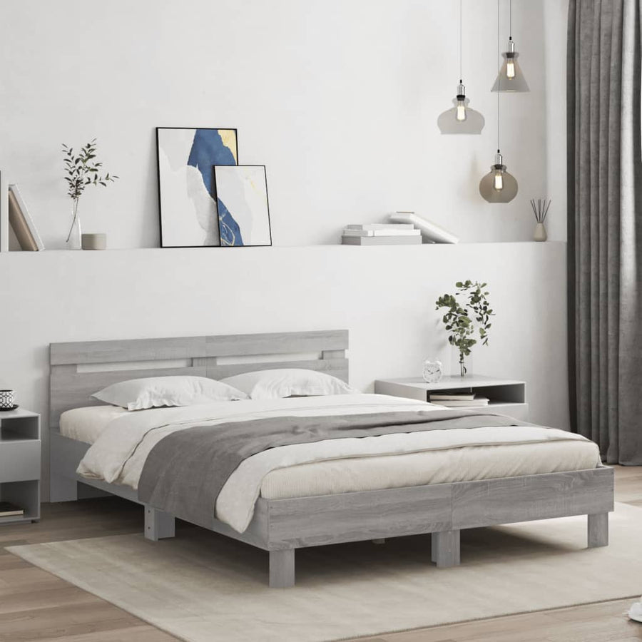 Bedframe Met Hoofdeinde Eiken Grijs sonoma 150 x 200 cm