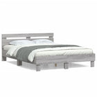 Bedframe 150x200 cm grijs sonoma eiken met hoofdeinde