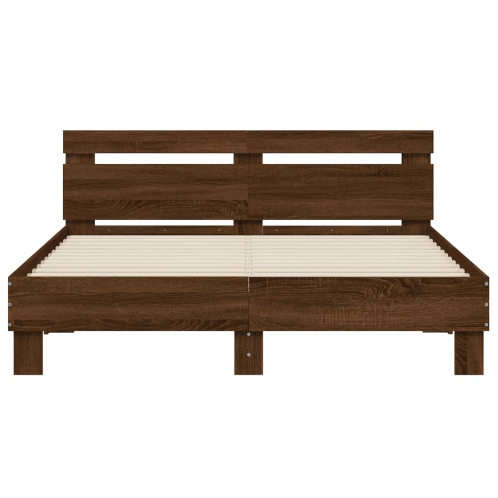 Bedframe met hoofdeinde bruin eikenkleurig 150x200 cm 150 x 200 cm bruin eikenkleur