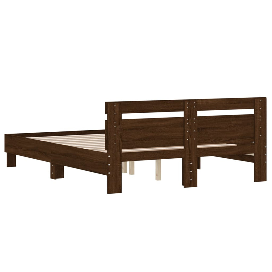 Bedframe met hoofdeinde bruin eikenkleurig 150x200 cm 150 x 200 cm bruin eikenkleur