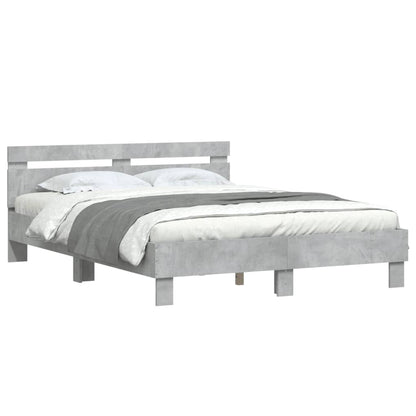 Bedframe Met Hoofdeinde Bewerkt Hout Betongrijs 140 x 200 cm