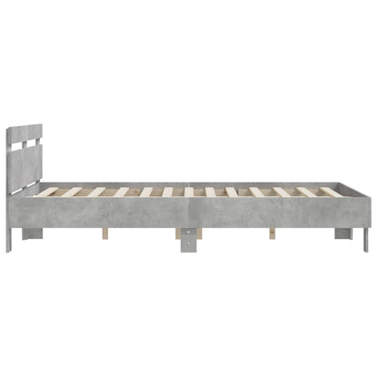 Bedframe Met Hoofdeinde Bewerkt Hout Betongrijs 140 x 200 cm