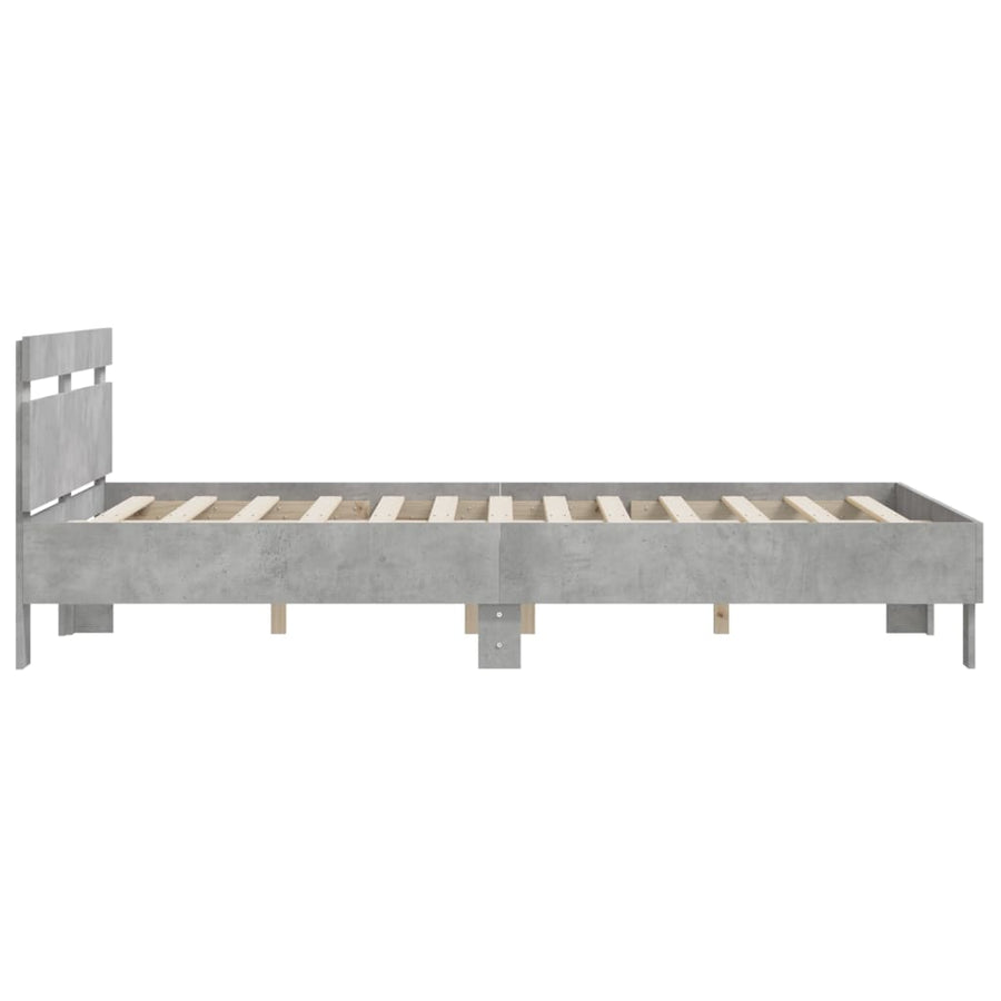 Bedframe Met Hoofdeinde Bewerkt Hout Betongrijs 140 x 200 cm