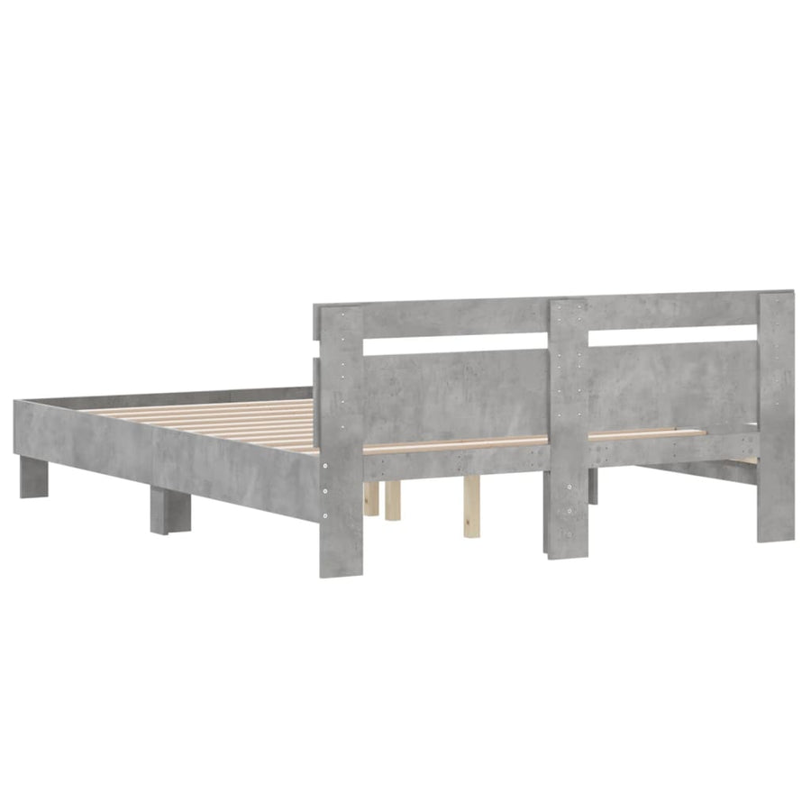 Bedframe Met Hoofdeinde Bewerkt Hout Betongrijs 140 x 200 cm