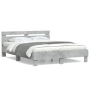Bedframe 140x200 cm bewerkt hout betongrijs