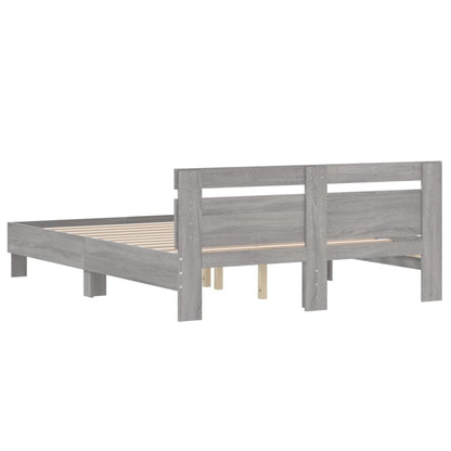 Bedframe Met Hoofdeinde Bewerkt Hout Grijs sonoma 140 x 200 cm