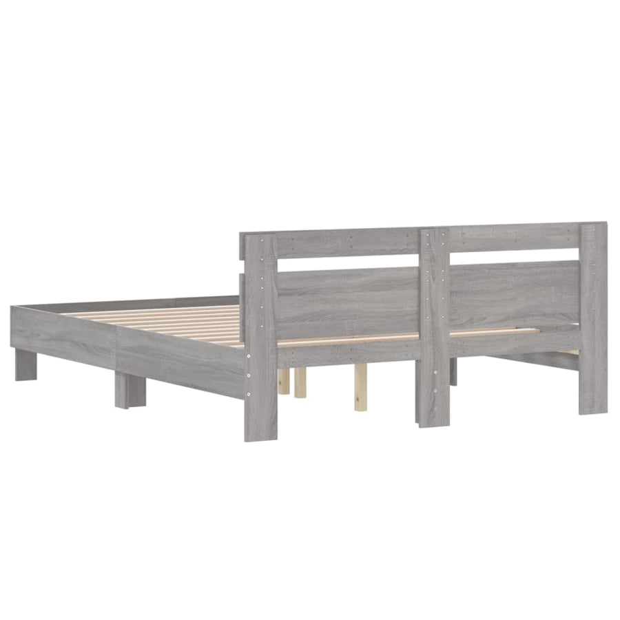 Bedframe Met Hoofdeinde Bewerkt Hout Grijs sonoma 140 x 200 cm