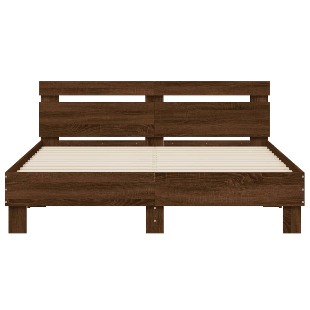 Bedframe Met Hoofdeinde Bewerkt Hout Bruineikenkleur bruin eikenkleur 140 x 200 cm