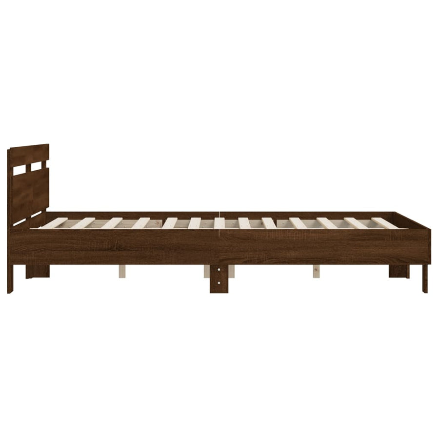 Bedframe Met Hoofdeinde Bewerkt Hout Bruineikenkleur bruin eikenkleur 140 x 200 cm