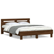 Bedframe 140x200 cm bruineiken bewerkt hout