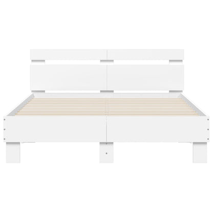 Bedframe met hoofdbord bewerkt hout wit 120x200 cm 120 x 200 cm Wit