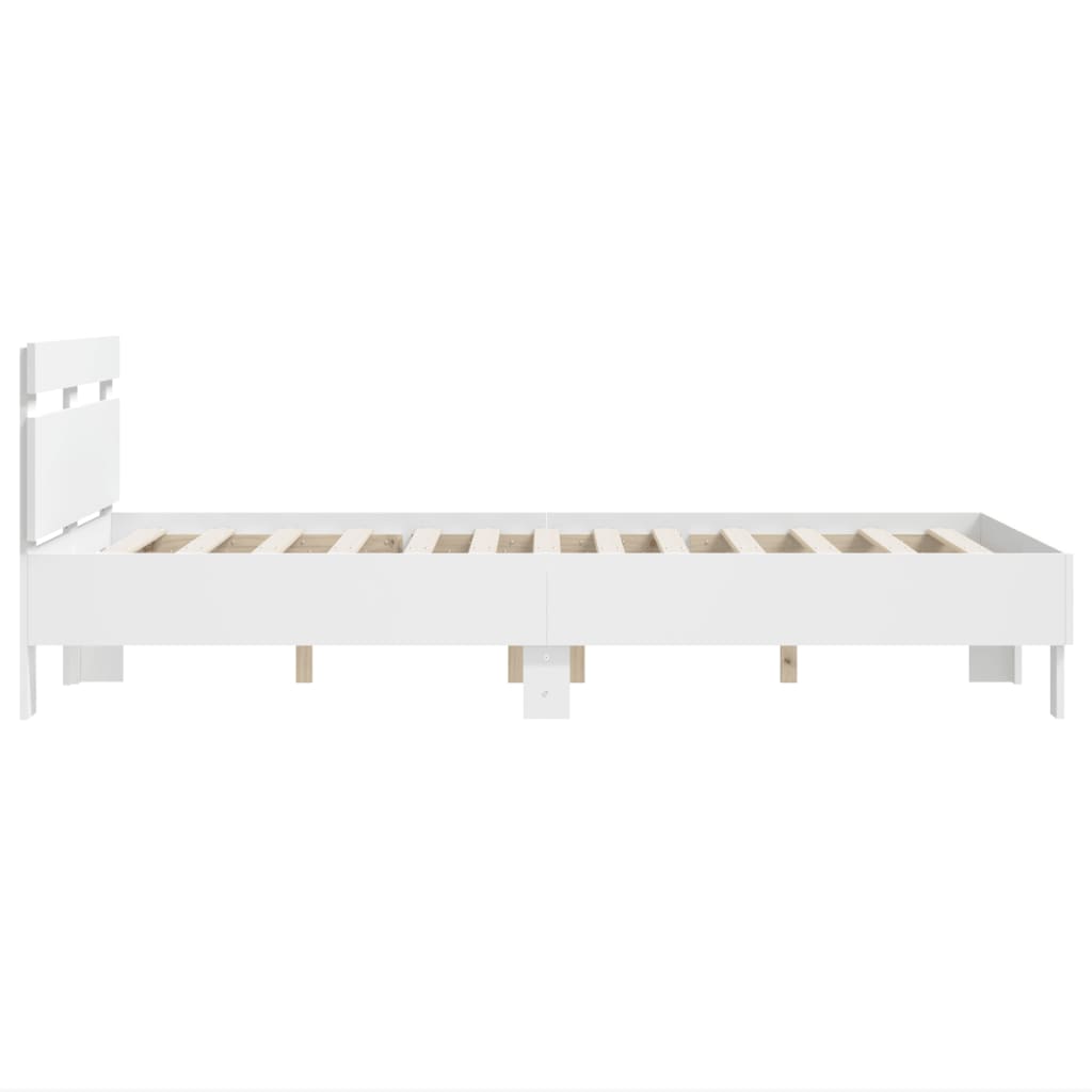Bedframe met hoofdbord bewerkt hout wit 120x200 cm 120 x 200 cm Wit