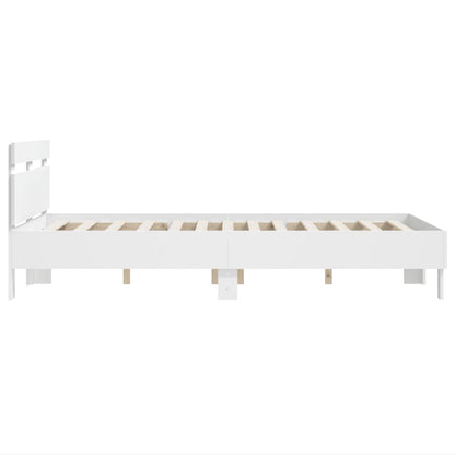 Bedframe met hoofdbord bewerkt hout wit 120x200 cm 120 x 200 cm Wit