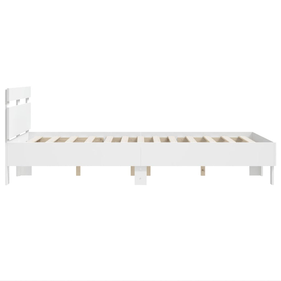 Bedframe met hoofdbord bewerkt hout wit 120x200 cm 120 x 200 cm Wit