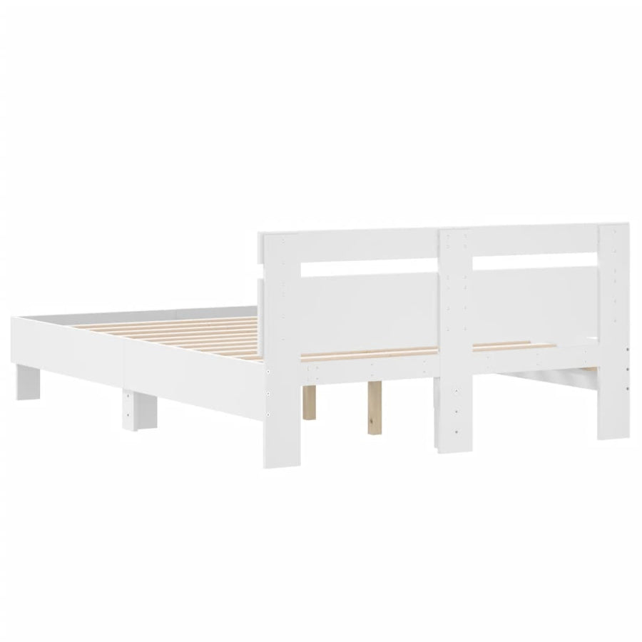 Bedframe met hoofdbord bewerkt hout wit 120x200 cm 120 x 200 cm Wit