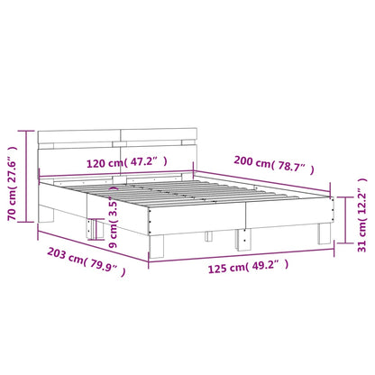 Bedframe met hoofdbord bewerkt hout wit 120x200 cm 120 x 200 cm Wit