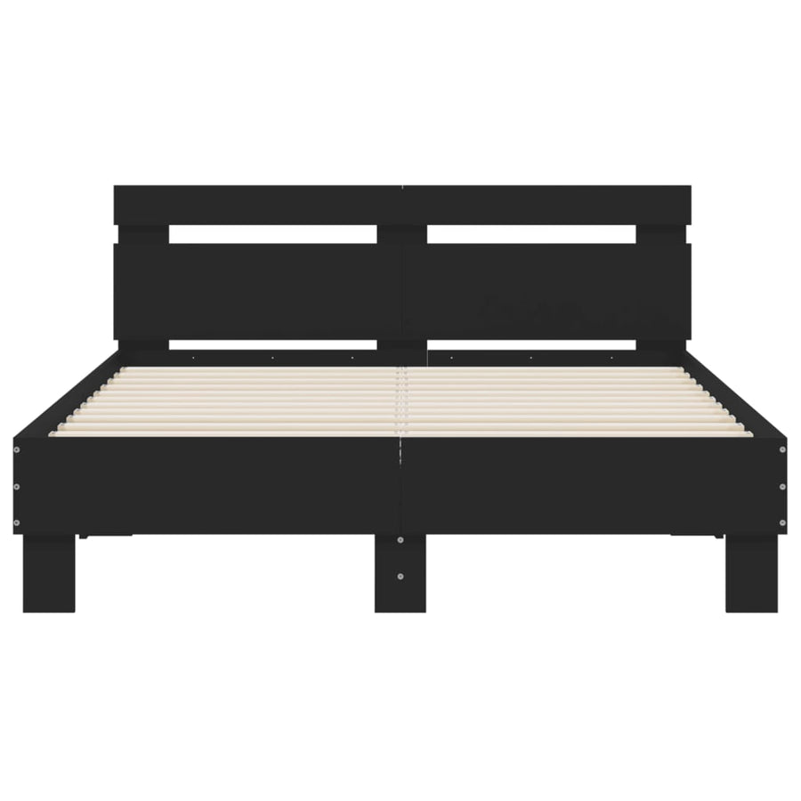 Bedframe met hoofdbord bewerkt hout zwart 120x200 cm 120 x 200 cm Zwart