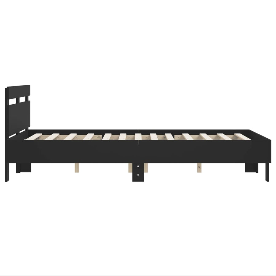 Bedframe met hoofdbord bewerkt hout zwart 120x200 cm 120 x 200 cm Zwart