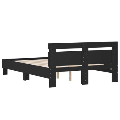 Bedframe met hoofdbord bewerkt hout zwart 120x200 cm 120 x 200 cm Zwart