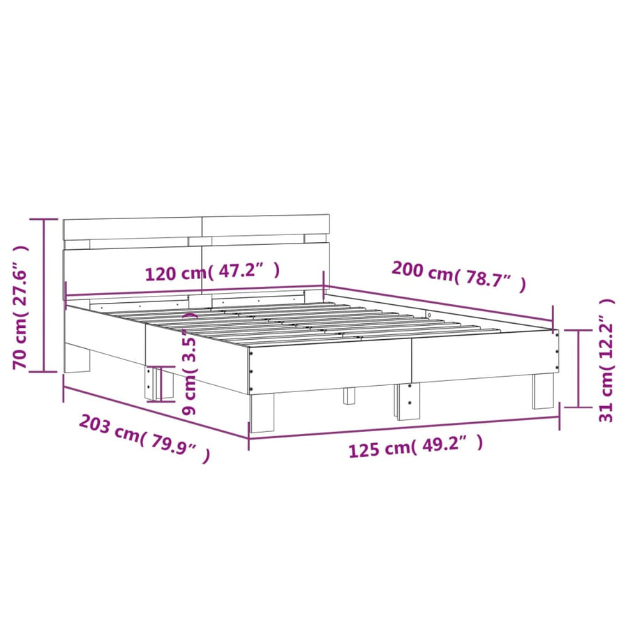 Bedframe met hoofdbord bewerkt hout zwart 120x200 cm 120 x 200 cm Zwart
