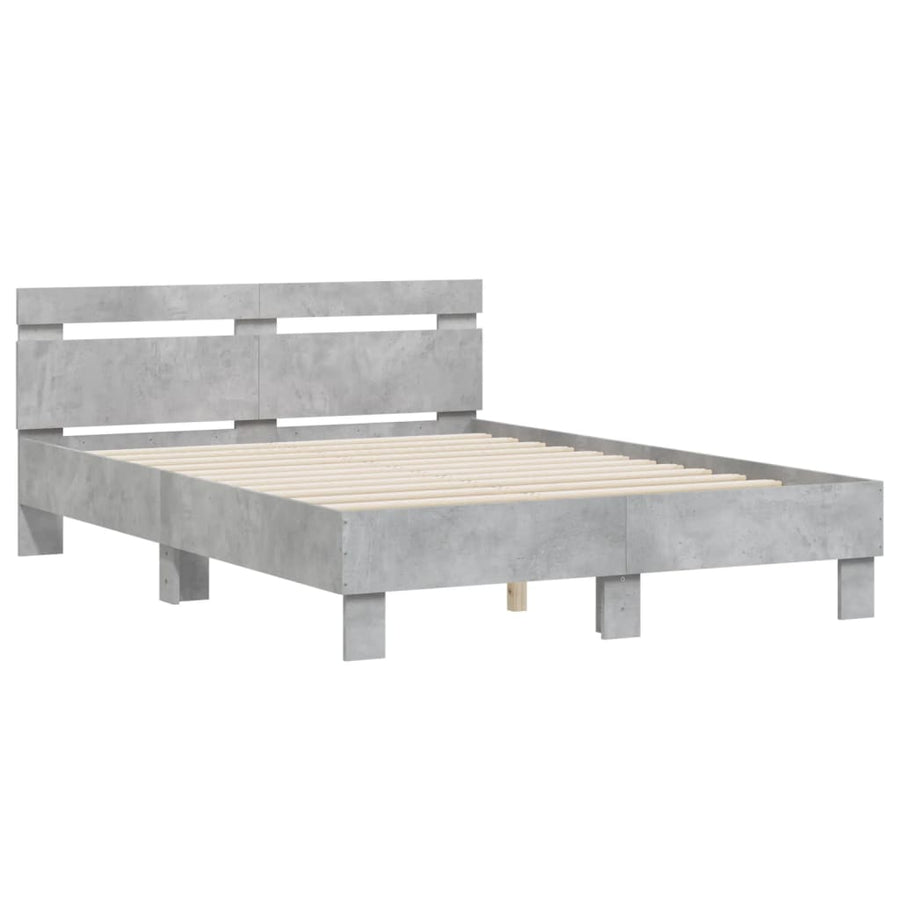 Bedframe met hoofdeinde bewerkt hout betongrijs 120x200 cm 120 x 200 cm Betongrijs