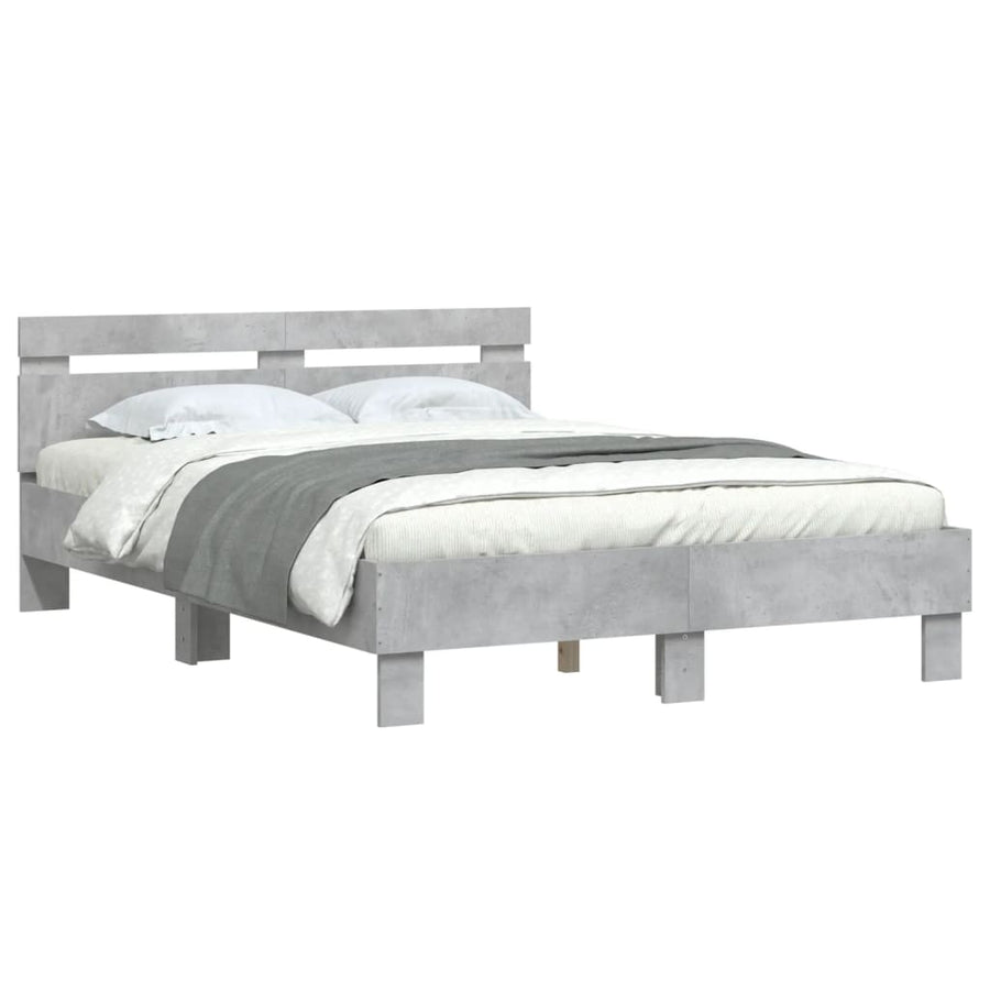 Bedframe met hoofdeinde bewerkt hout betongrijs 120x200 cm 120 x 200 cm Betongrijs