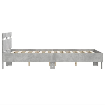 Bedframe met hoofdeinde bewerkt hout betongrijs 120x200 cm 120 x 200 cm Betongrijs