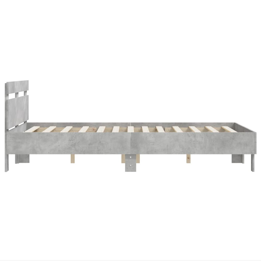 Bedframe met hoofdeinde bewerkt hout betongrijs 120x200 cm 120 x 200 cm Betongrijs