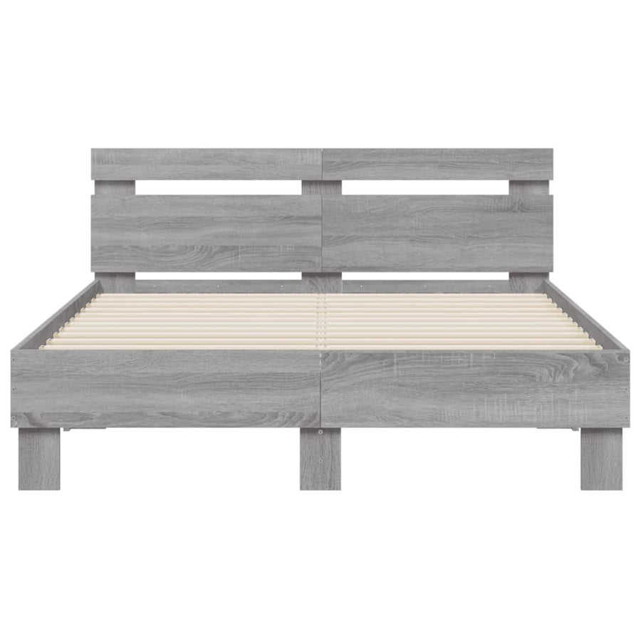Bedframe met hoofdeinde bewerkt hout grijs sonoma 120x200 cm 120 x 200 cm Grijs sonoma