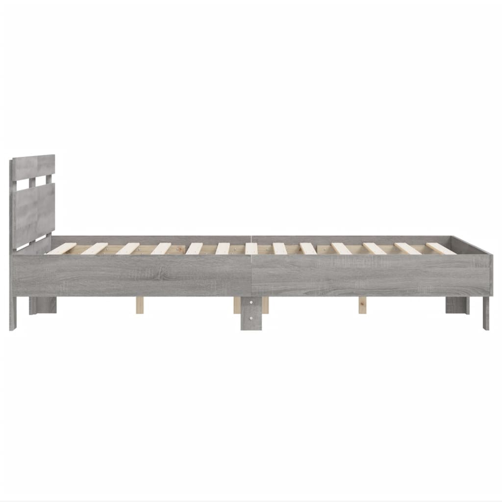 Bedframe met hoofdeinde bewerkt hout grijs sonoma 120x200 cm 120 x 200 cm Grijs sonoma