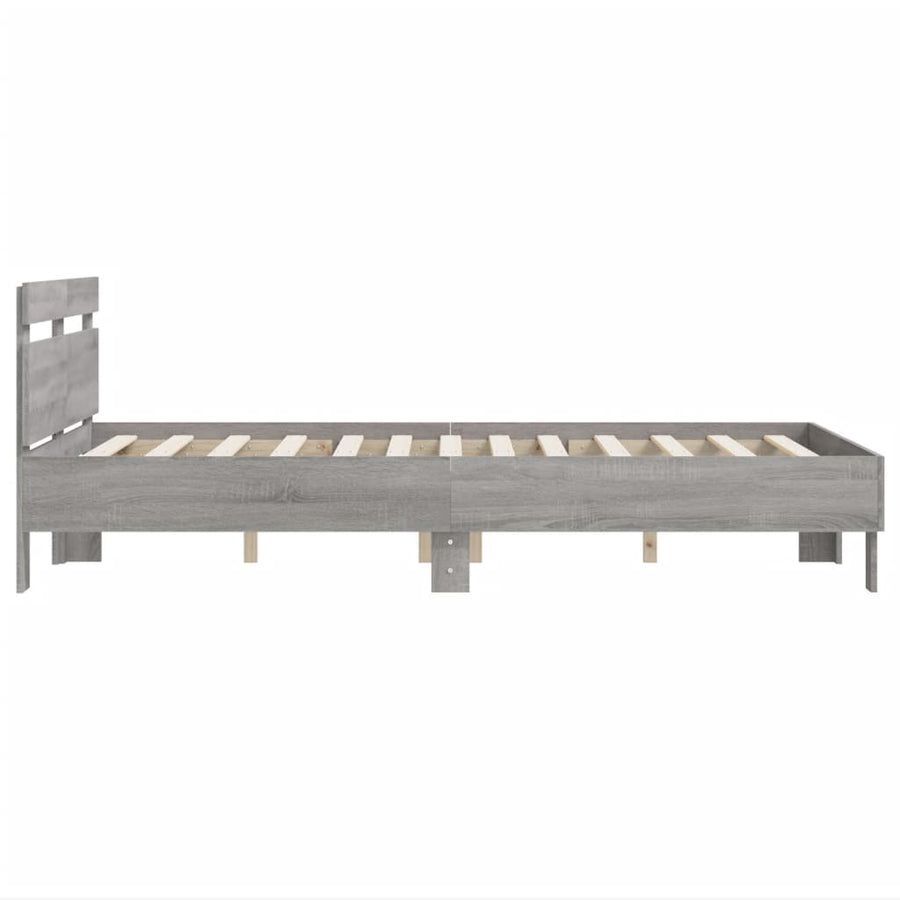Bedframe met hoofdeinde bewerkt hout grijs sonoma 120x200 cm 120 x 200 cm Grijs sonoma