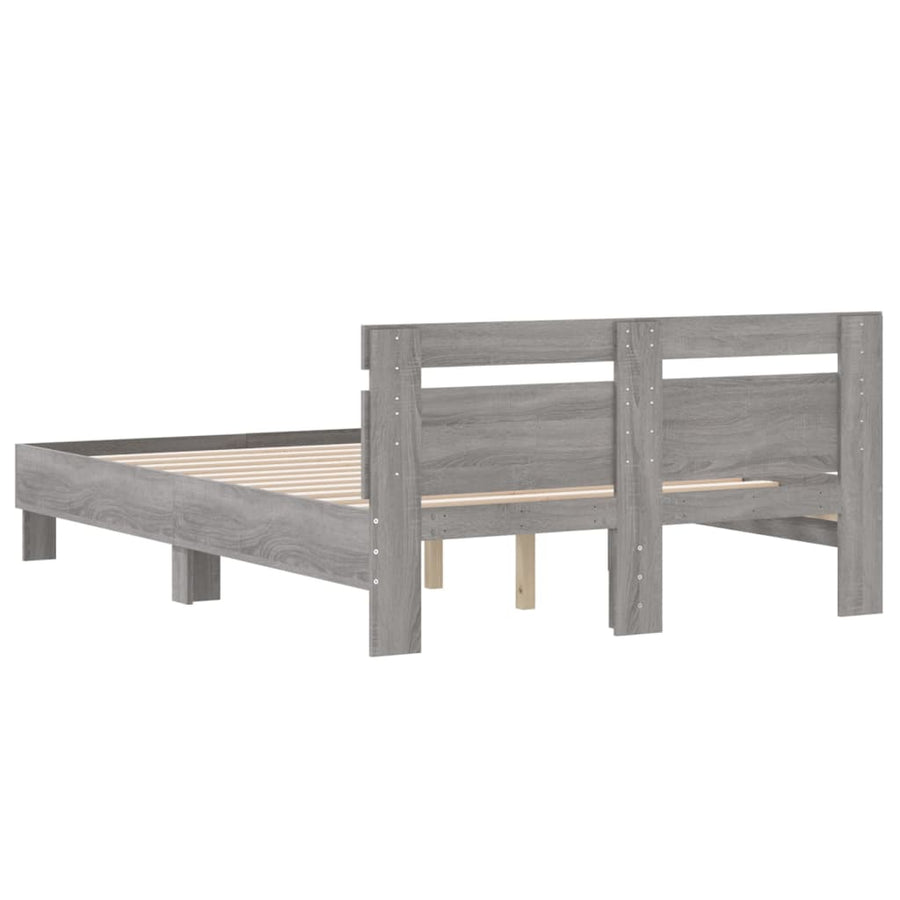 Bedframe met hoofdeinde bewerkt hout grijs sonoma 120x200 cm 120 x 200 cm Grijs sonoma