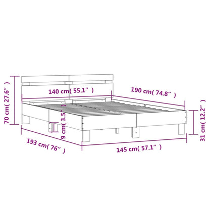 Bedframe met hoofdbord bewerkt hout zwart 140x190 cm 140 x 190 cm Zwart
