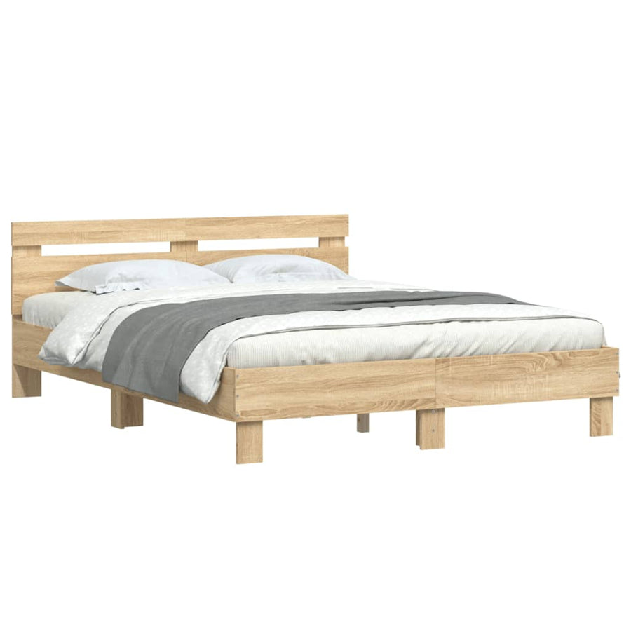 Bedframe met hoofdeinde bewerkt hout sonoma eiken 140x190 cm 140 x 190 cm Sonoma eiken
