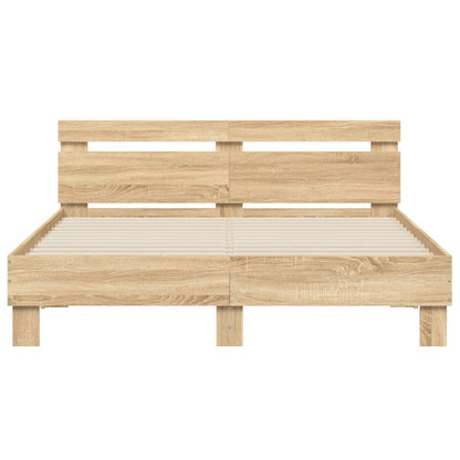 Bedframe met hoofdeinde bewerkt hout sonoma eiken 140x190 cm 140 x 190 cm Sonoma eiken