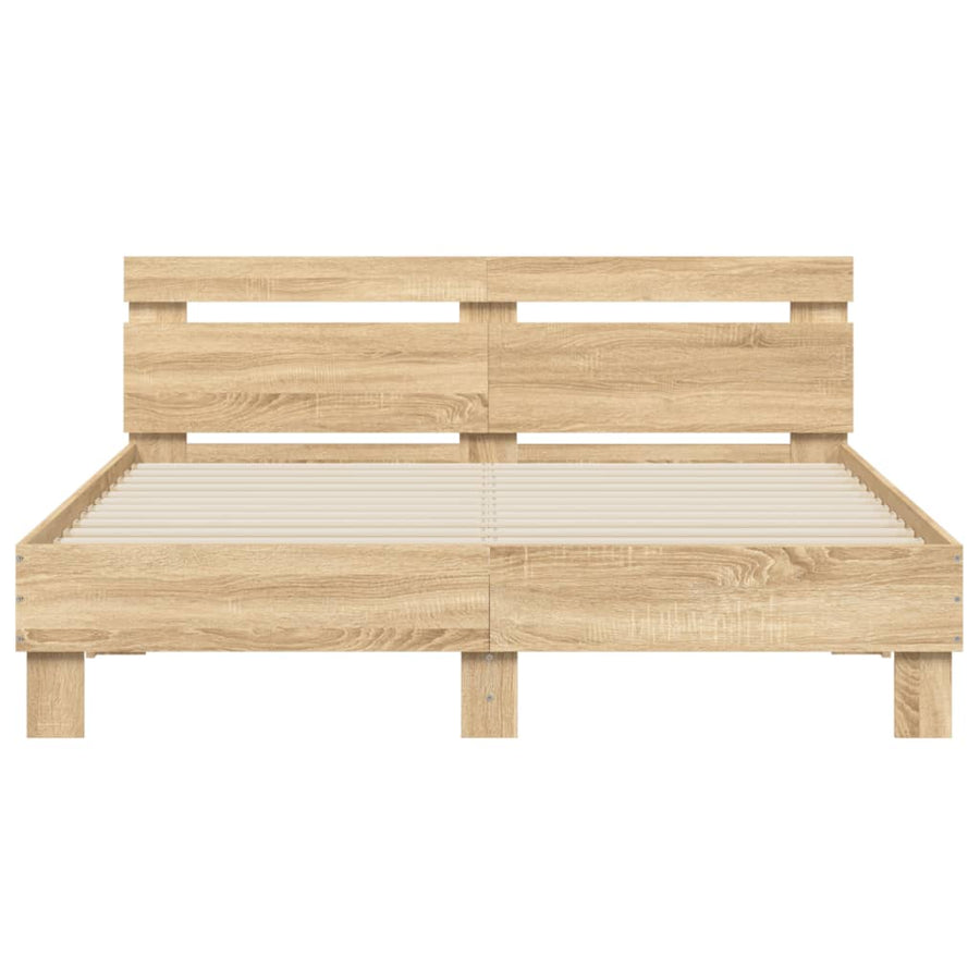 Bedframe met hoofdeinde bewerkt hout sonoma eiken 140x190 cm 140 x 190 cm Sonoma eiken