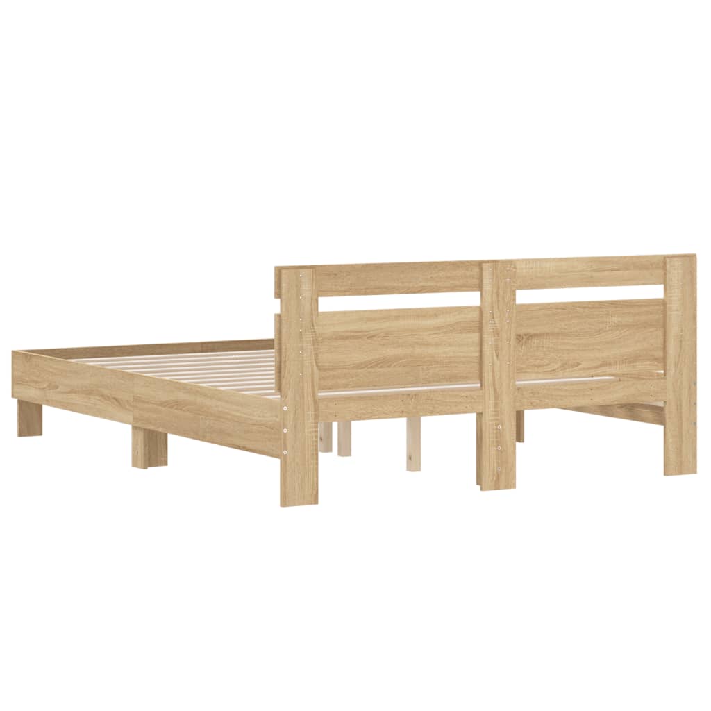 Bedframe met hoofdeinde bewerkt hout sonoma eiken 140x190 cm 140 x 190 cm Sonoma eiken