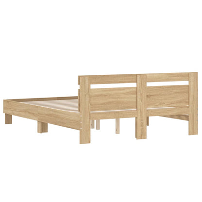 Bedframe met hoofdeinde bewerkt hout sonoma eiken 140x190 cm 140 x 190 cm Sonoma eiken
