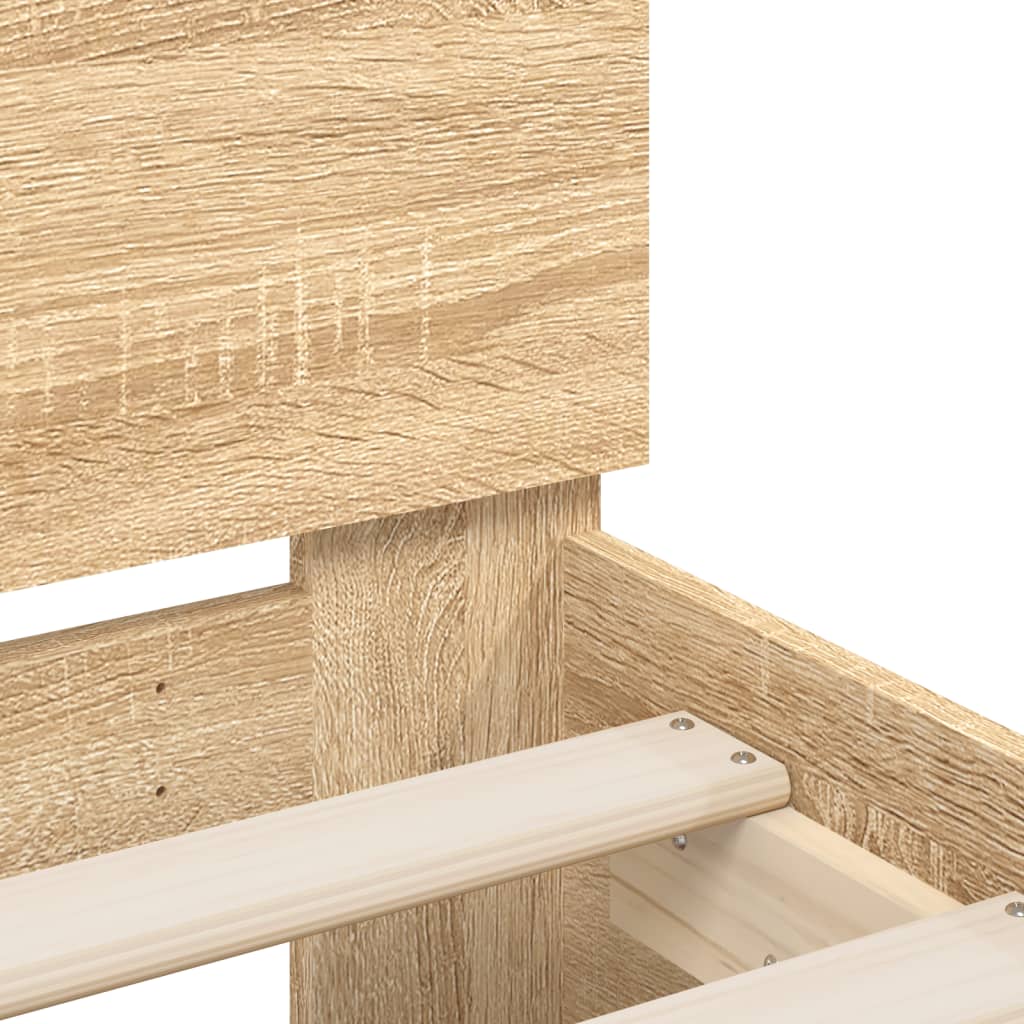 Bedframe met hoofdeinde bewerkt hout sonoma eiken 140x190 cm 140 x 190 cm Sonoma eiken