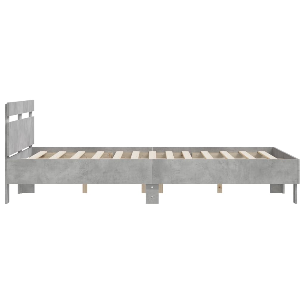 Bedframe met hoofdeinde bewerkt hout betongrijs 140x190 cm 140 x 190 cm Betongrijs