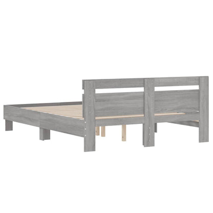 Bedframe met hoofdeinde bewerkt hout grijs sonoma 140x190 cm 140 x 190 cm Grijs sonoma