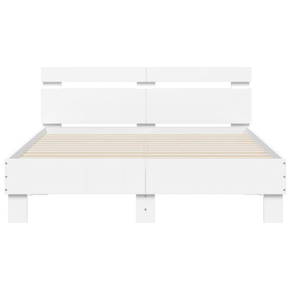 Bedframe met hoofdeinde bewerkt hout wit 135x190 cm 135 x 190 cm Wit