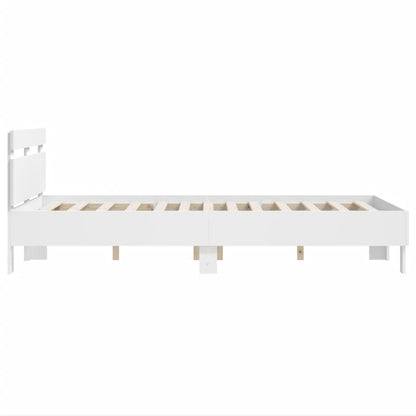 Bedframe met hoofdeinde bewerkt hout wit 135x190 cm 135 x 190 cm Wit