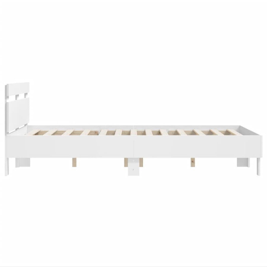 Bedframe met hoofdeinde bewerkt hout wit 135x190 cm 135 x 190 cm Wit