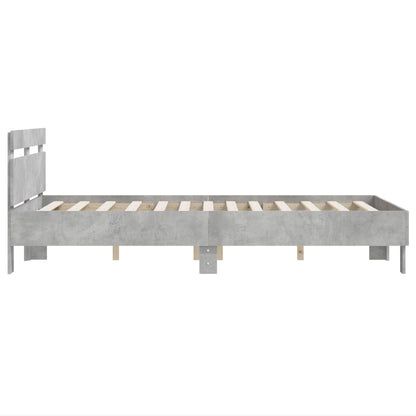 Bedframe met hoofdeinde bewerkt hout betongrijs 135x190 cm 135 x 190 cm Betongrijs