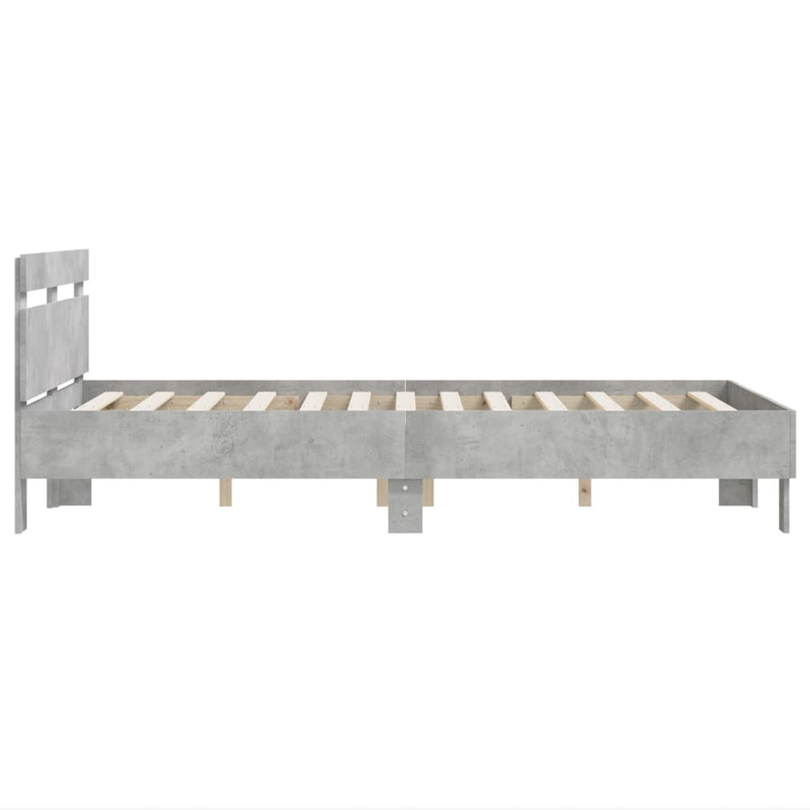 Bedframe met hoofdeinde bewerkt hout betongrijs 135x190 cm 135 x 190 cm Betongrijs