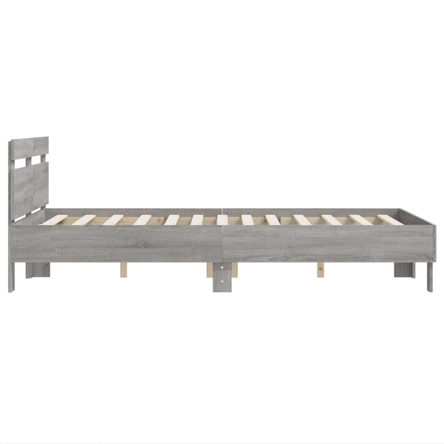 Bedframe met hoofdeinde grijs sonoma eiken 135x190 cm 135 x 190 cm Grijs sonoma