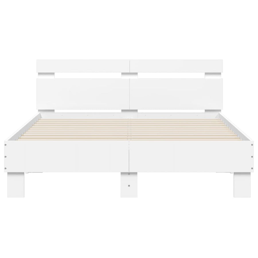 Bedframe met hoofdeinde bewerkt hout wit 120x190 cm 120 x 190 cm Wit